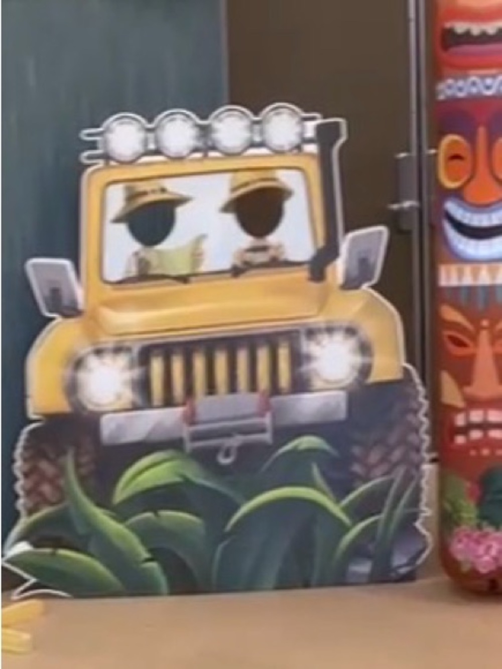 2- Yellow Jeep Ride Kids safari cardboard, Cut Out photo prop